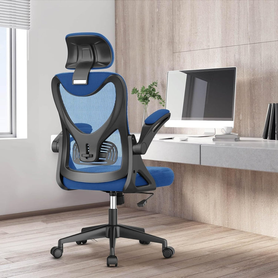 Ergonomic Mesh Office Chair High Back Swivel Desk Chair Flip-Up Arms Adjustable