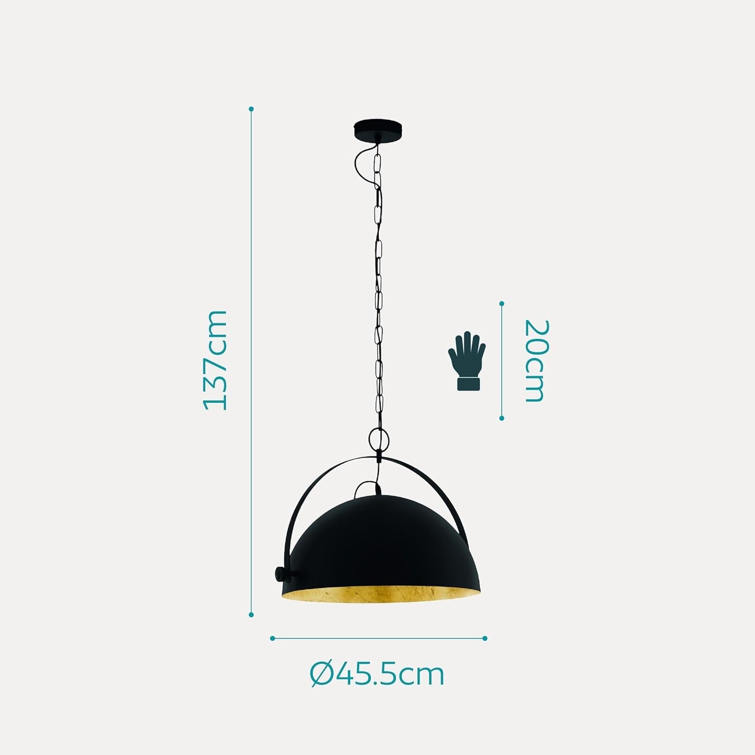 Industrial Pendant Ceiling Light Black Gold Vintage Metal Hanging Lamp E27
