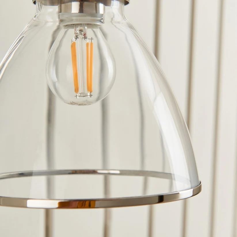 Low-Profile Polished Nickel Glass Wall Light, 23cm, Clear Shade, Modern Accent