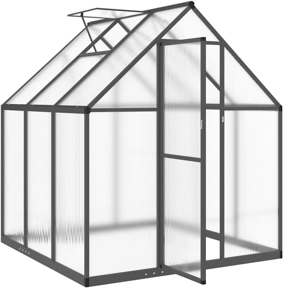 Walk-In Aluminium Greenhouse 169x169x195cm Anthracite UV Polycarbonate Panels