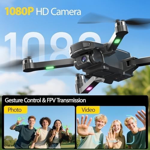Foldable 1080P HD Camera Drone with 5G FPV, Brushless Motor & 40Min Flight