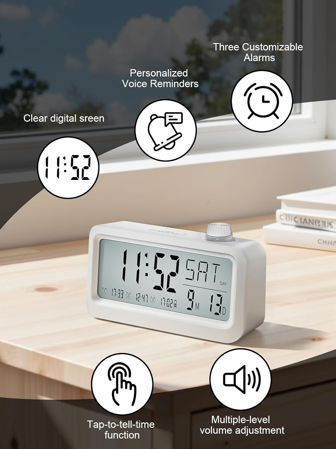 Medication Pill Reminder Alarm Clock Talking Voice Recording Rechargeable