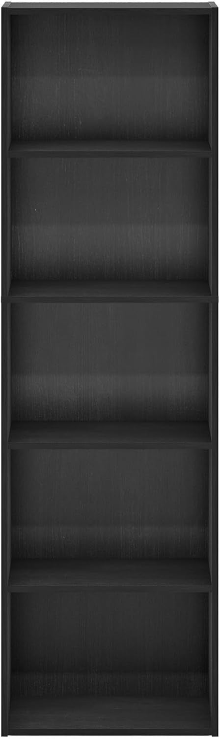 5 Tier Reversible Bookcase Storage Open Shelf Compact Organizer Bookshelf Black