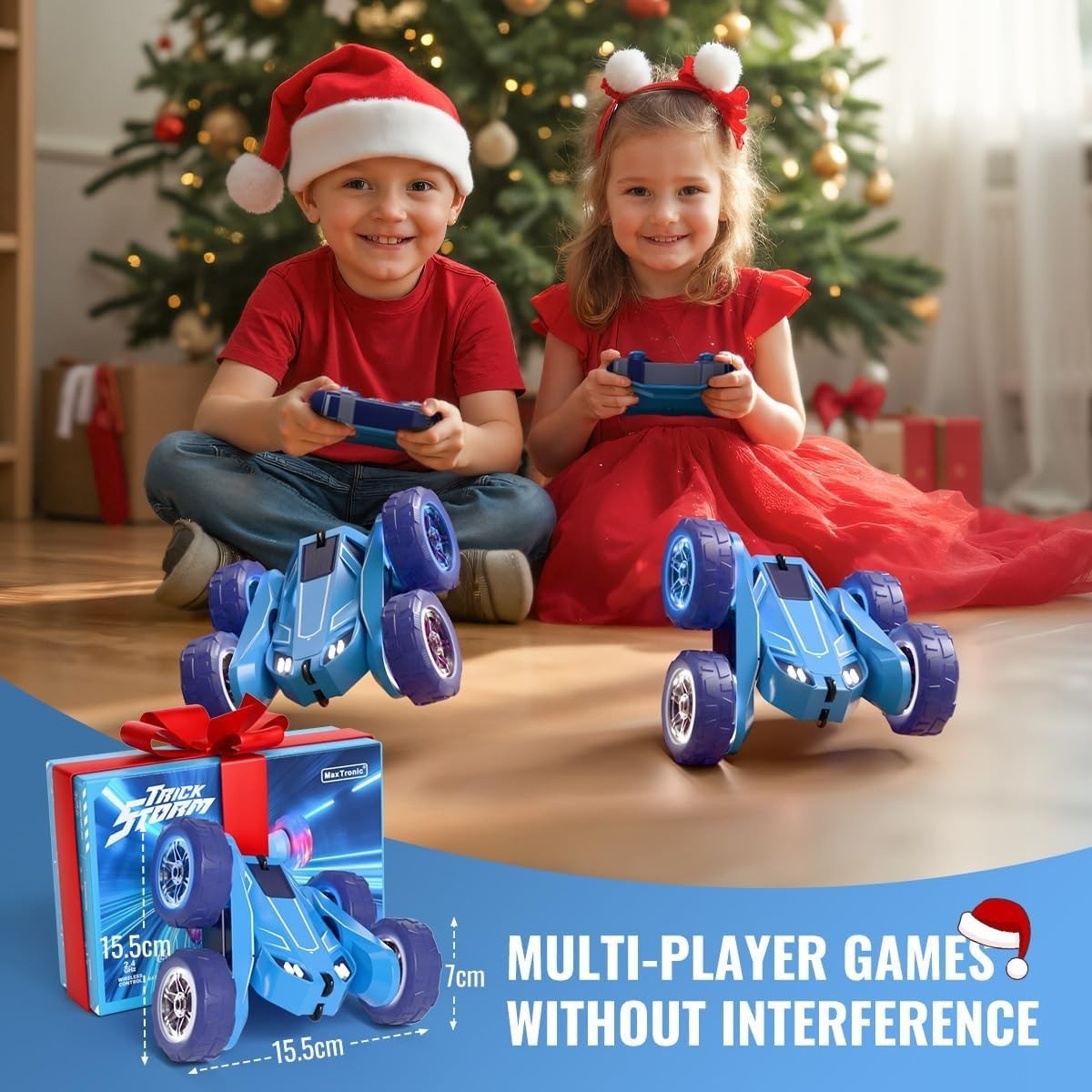 4WD RC Stunt Car 360° Spins LED Lights USB Recharge Anti-Flip Kids Toy 3-12
