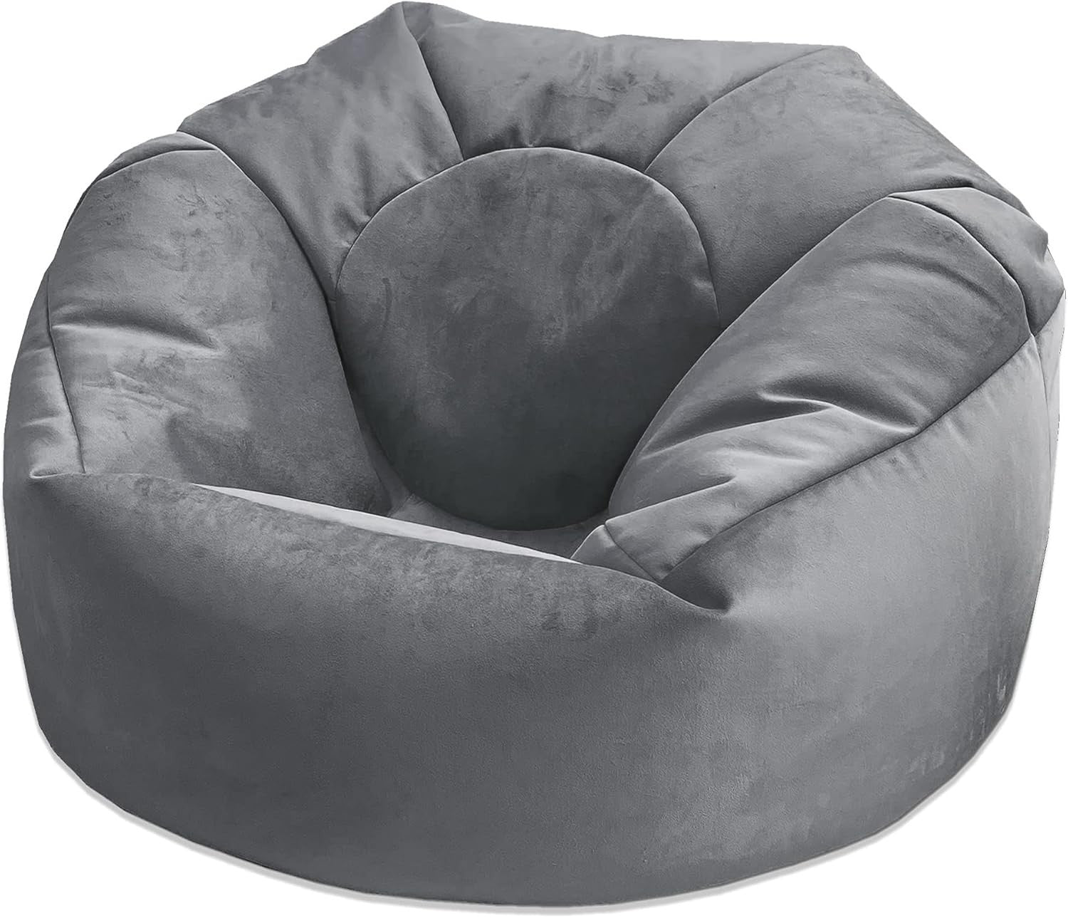 Plush Velvet Beanbag Chair Large Soft Lounger Indoor Floor Seating Grey