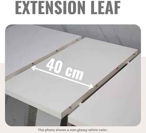 Extendable Black & White Dining Table 140-180cm Modern Foldable Kitchen