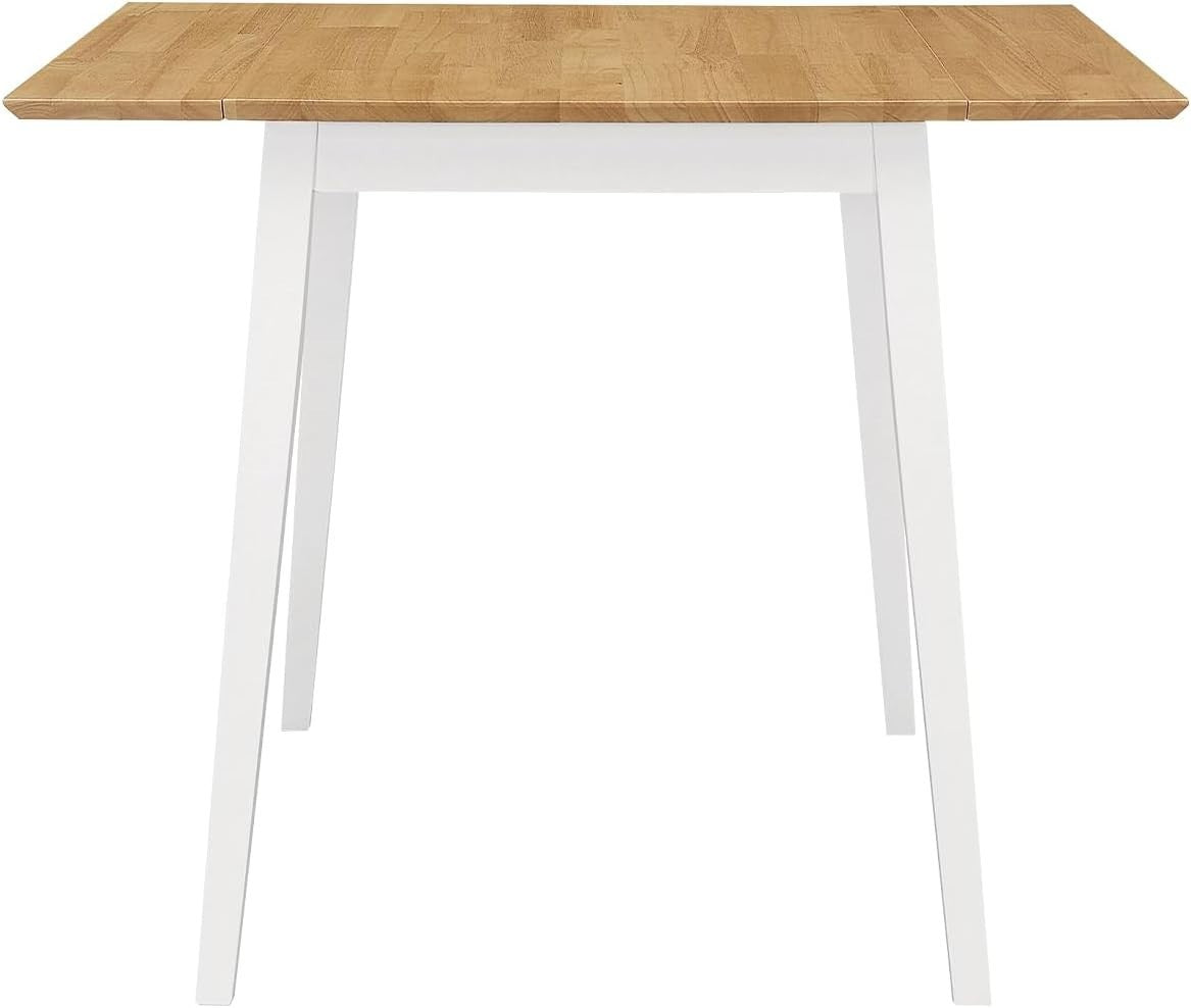 Small Drop Leaf Folding Table White & Oak Space-Saving Kitchen Dining