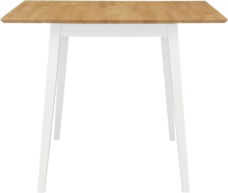 Small Drop Leaf Folding Table White & Oak Space-Saving Kitchen Dining