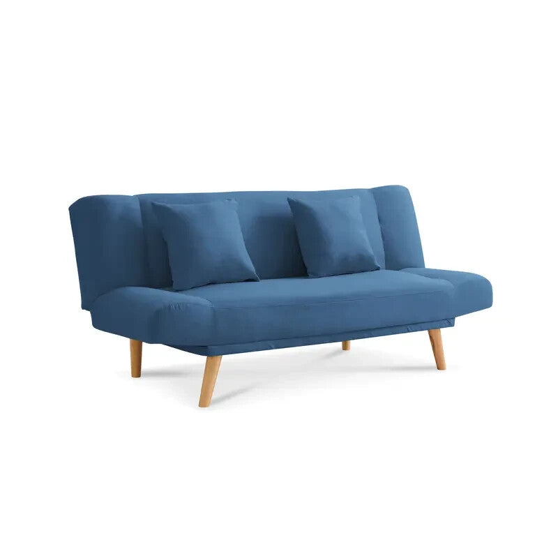 Blue 3 Seater Sofa Bed Click Clack Recliner Guest Couch with Cushions