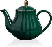 Ceramic Teapot 1100ml Tea Pot w Stainless Steel Infuser Jade Green