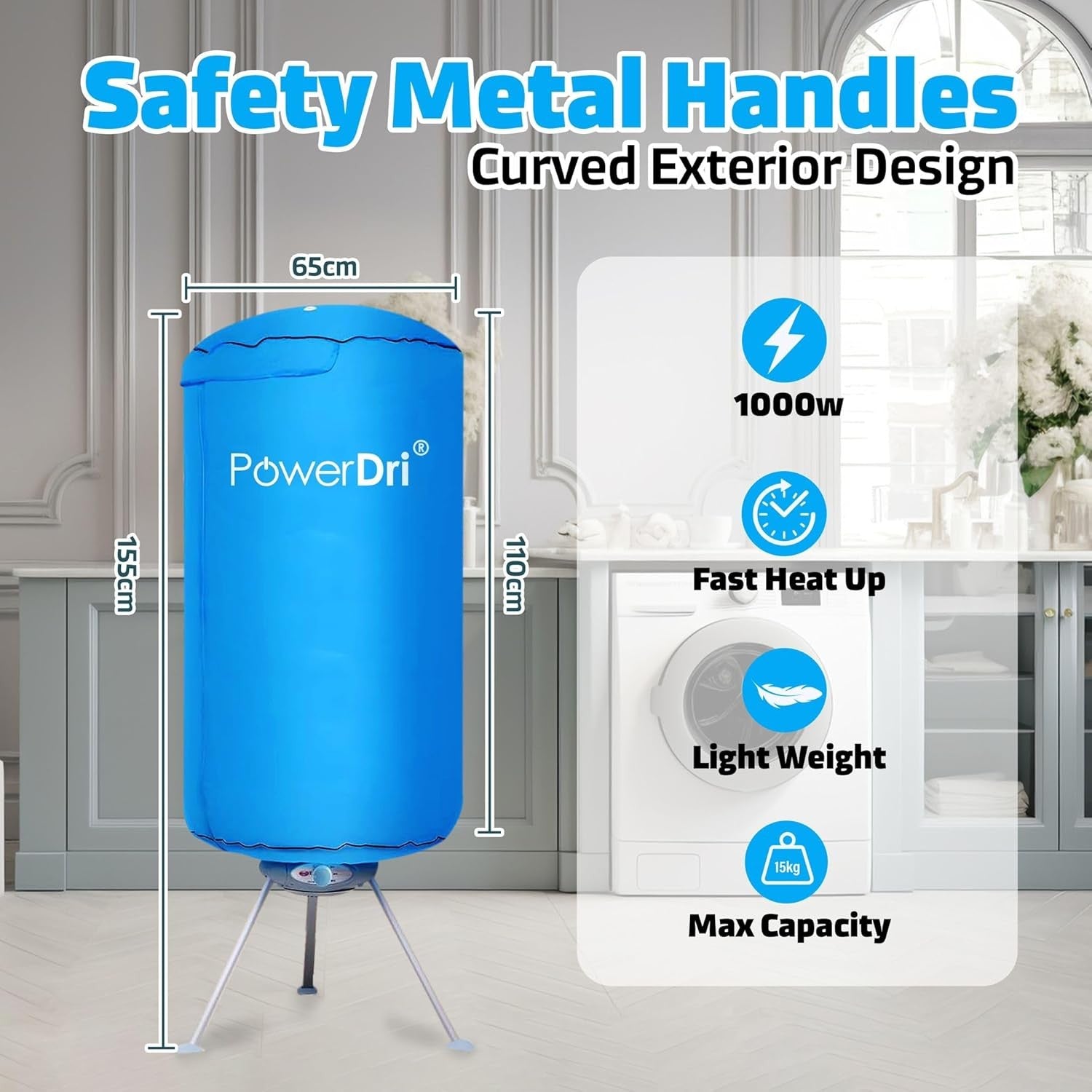 Portable Electric Clothes Dryer 15kg Energy Efficient Indoor Drying Rack