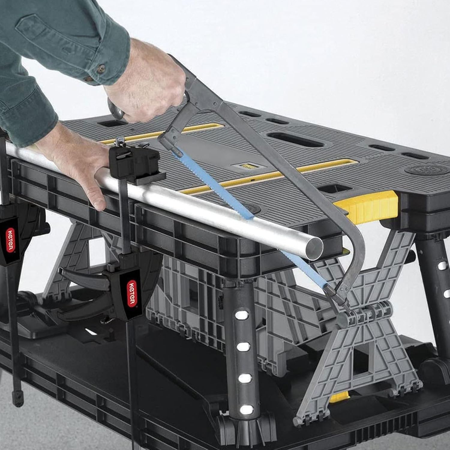 Portable Folding Work Table Heavy Duty 1000lb Workbench w/ Clamps Garage DIY