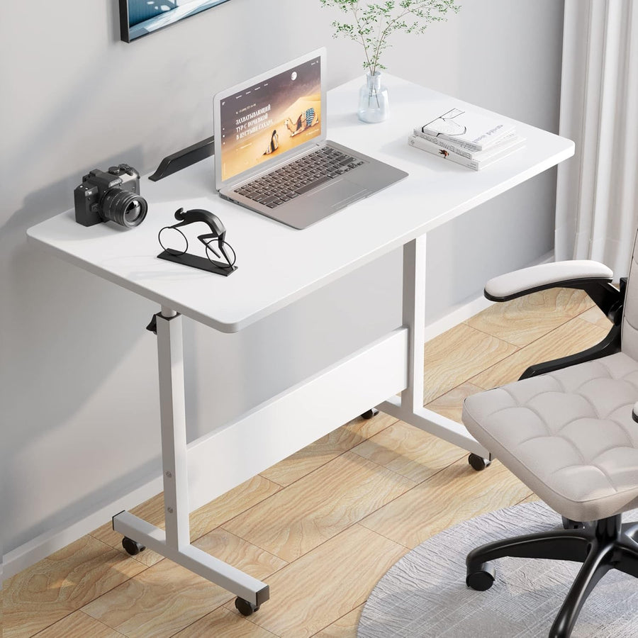 Height Adjustable Desk on Wheels Standing Laptop Desk Small Office 80x40cm