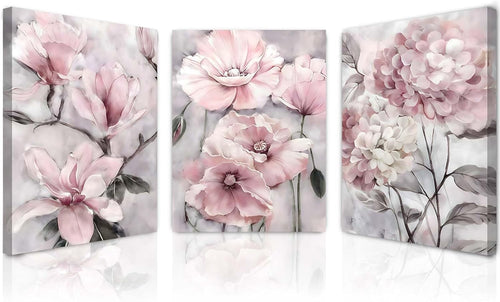 Floral Canvas Wall Art Set of 3 Framed Prints 12x16 Modern Bedroom Decor