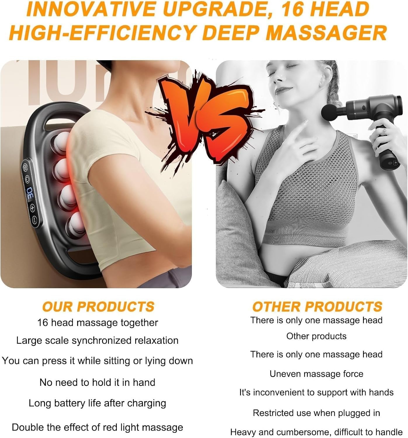 8 Head Deep Tissue Massage Gun Full Body Muscle Pain Relief Rechargeable