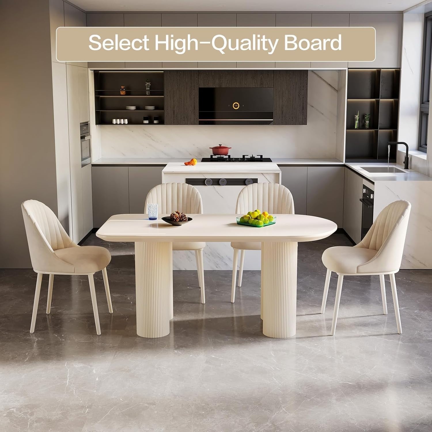 Modern White Oval Dining Table 4-6 Seater Wavy Leg Kitchen 140cm