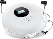 Portable CD Player Anti Skip LCD Display Headphones AUX Personal White
