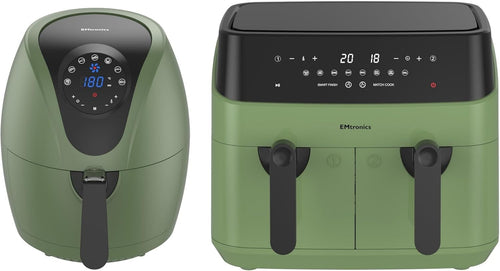 Cream Air Fryer Set Dual Drawer 9L + 4.5L Manual Low Fat Cooker