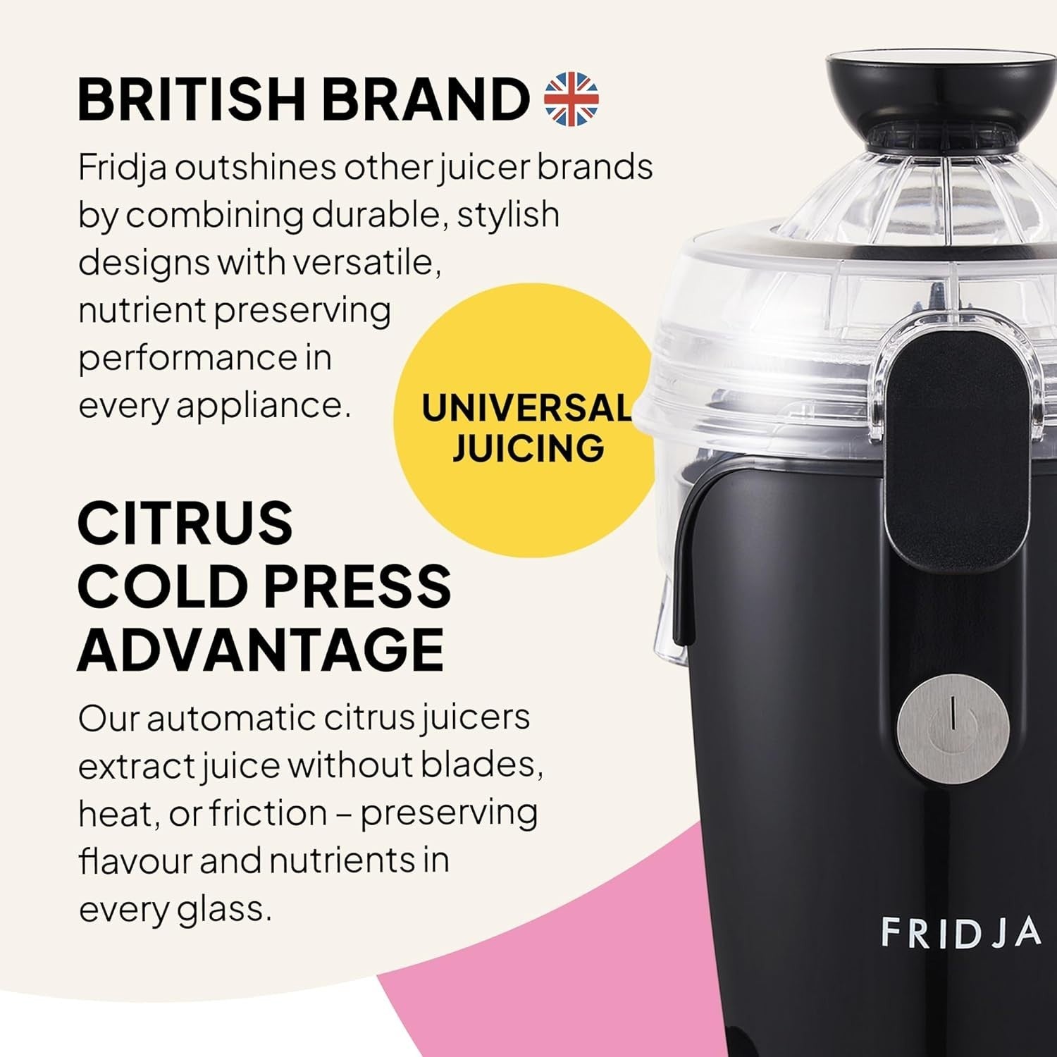 Automatic Citrus Juicer One Touch No Spill Quiet 50W Easy Clean Compact
