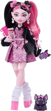 Pink Bow Fashion Doll with Pet Bat 7 Accessories Cute Outfit