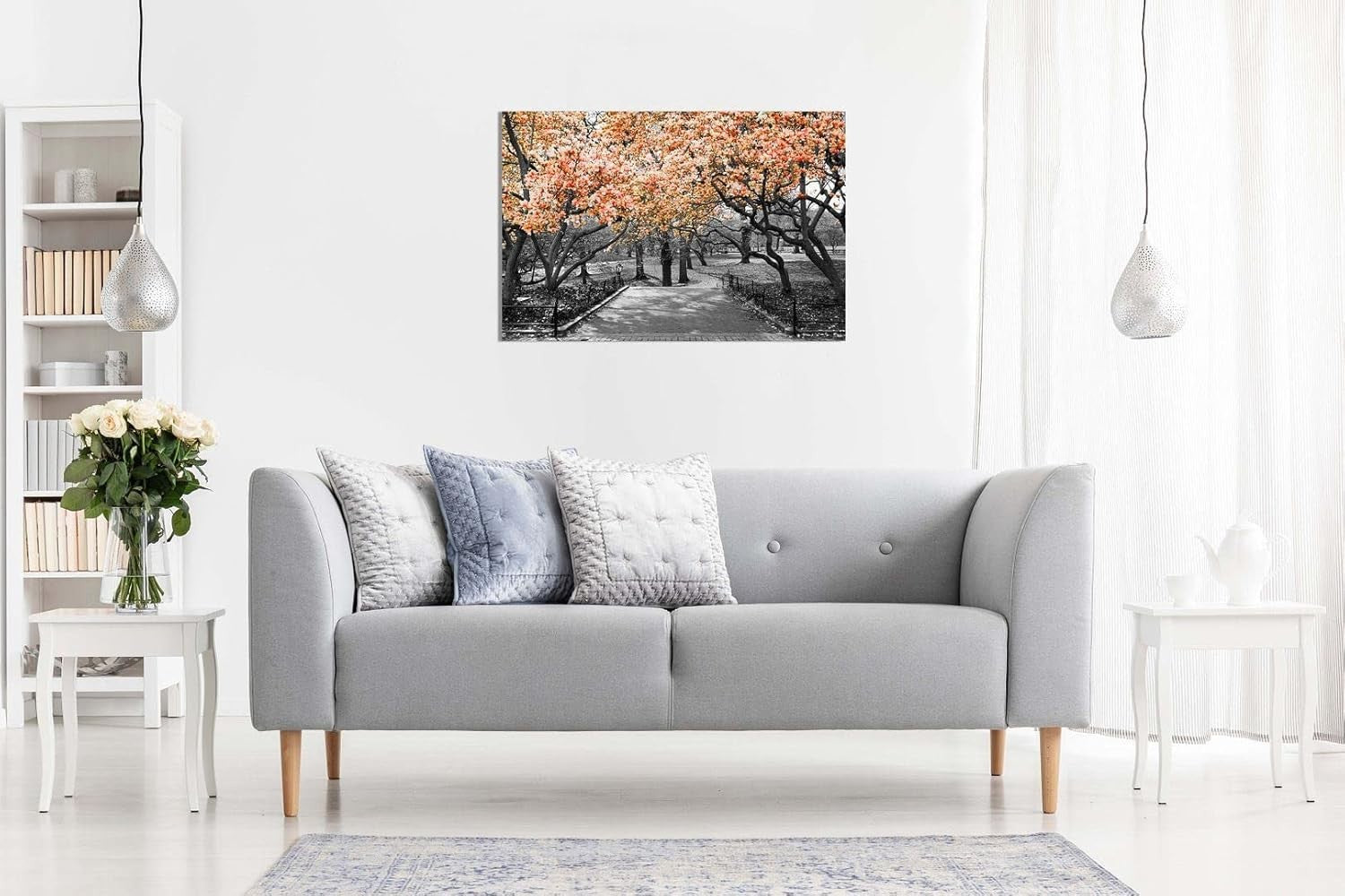 Black White Orange Blossom Canvas Wall Art Large Framed Print Modern Home Decor
