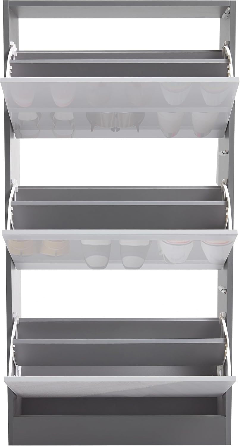 3 Drawer Shoe Cabinet High Gloss Organizer Stand Space-Saving Storage
