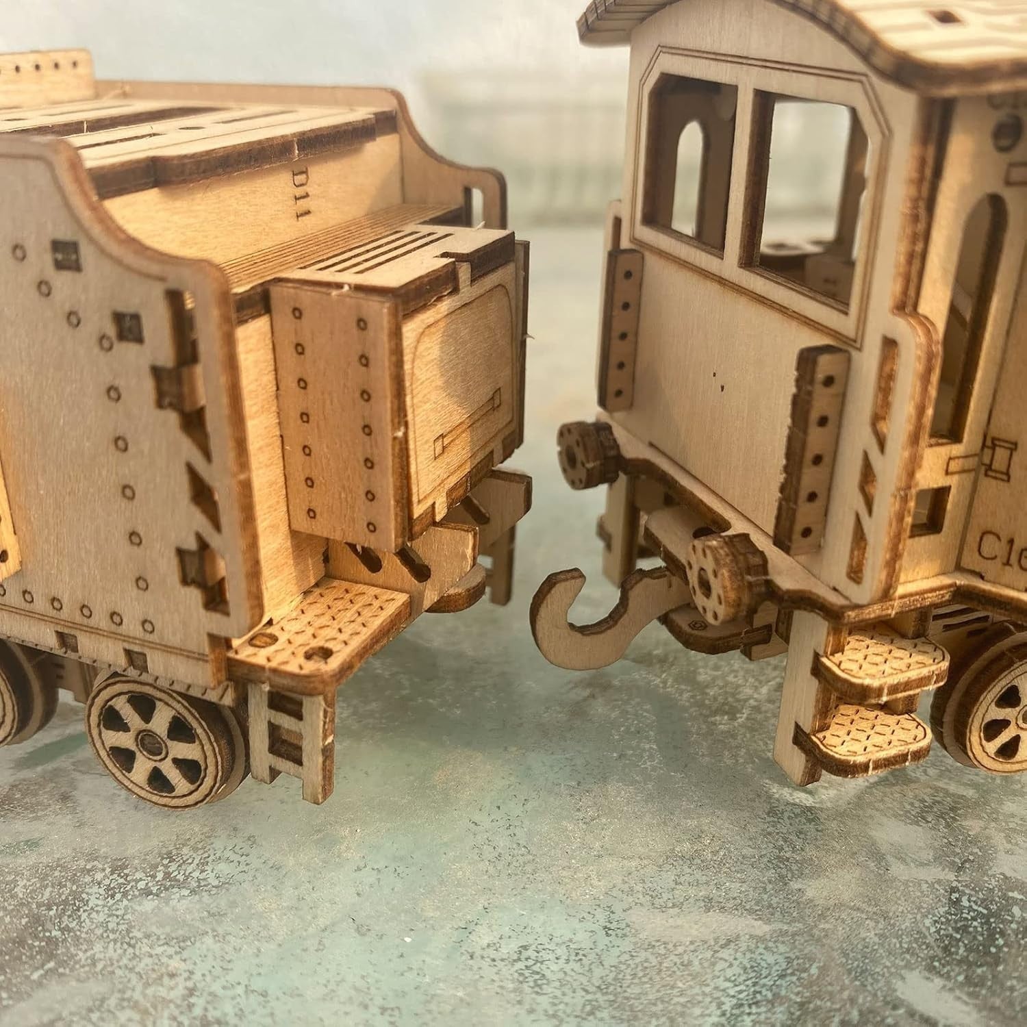 DIY 3D Wooden Train Puzzle Kit with Music & Mechanical Movement