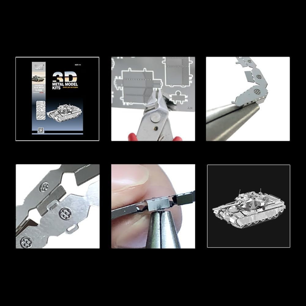 3D Metal Tank Puzzle Model Kit, DIY Military Jigsaw, Durable Stainless Steel