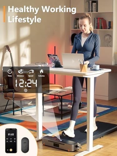 Compact Folding Under Desk Treadmill Walking Pad w/ LED & Remote