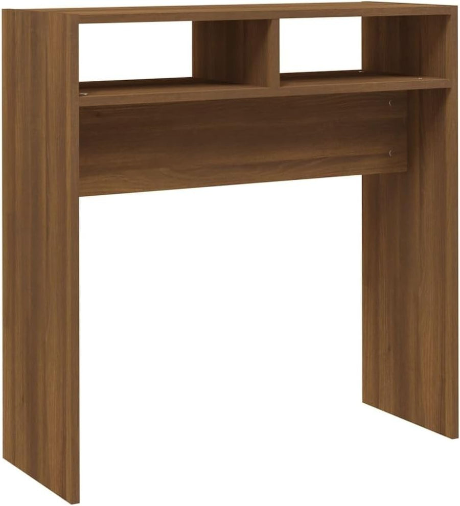 Compact Modern Console Table with Storage, Brown Oak, 105x30x80cm