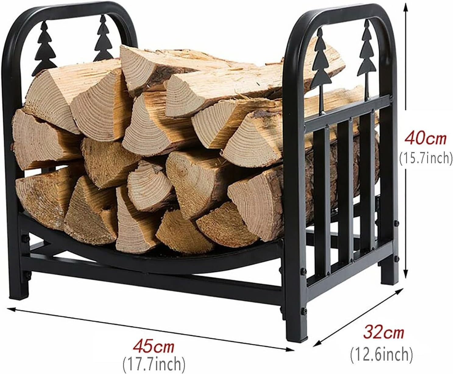 Outdoor Fireplace Firewood Rack | Wrought Iron Log Holder 40cm Tall