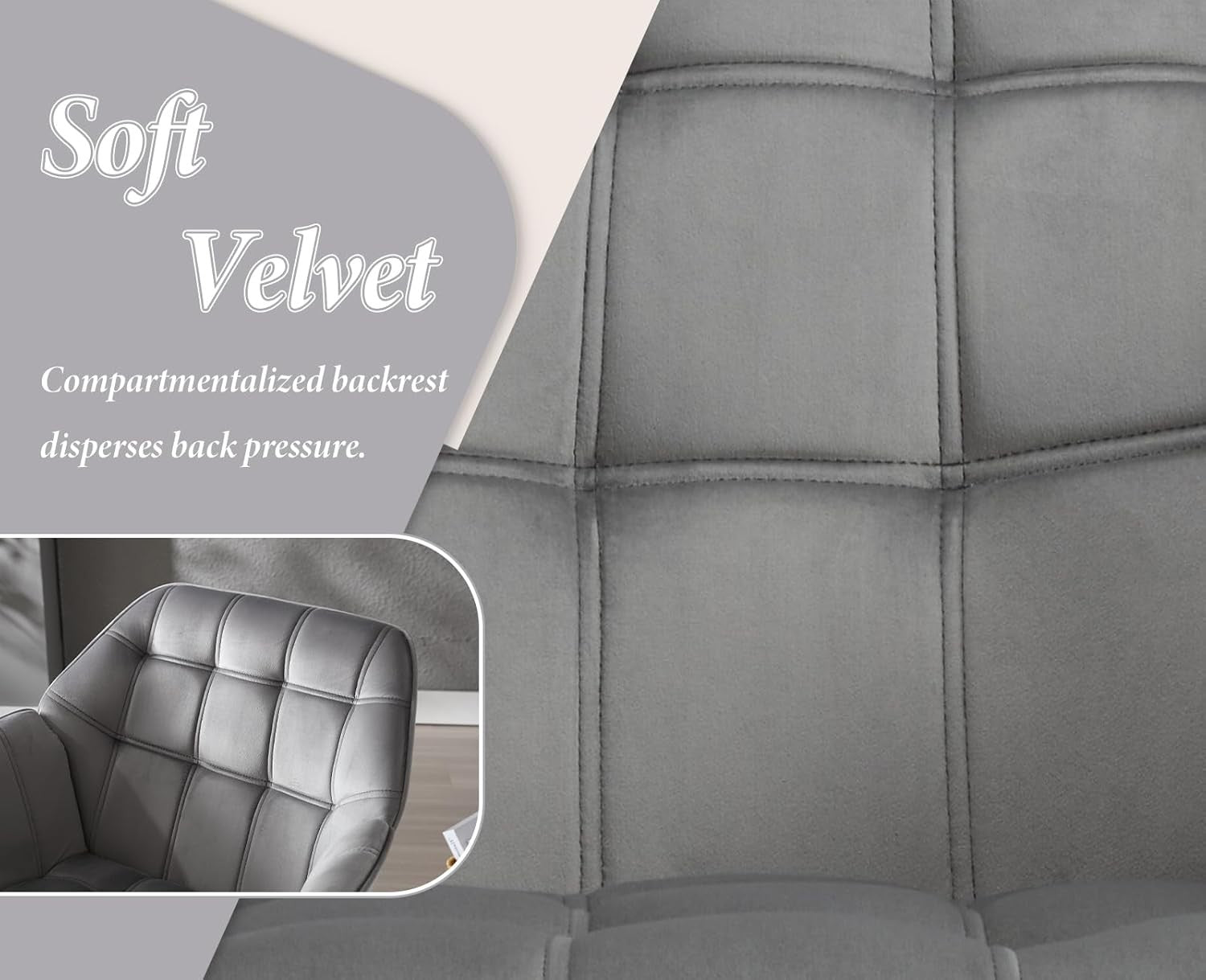 Grey Velvet Accent Armchair Gold Metal Legs Modern Lounge Chair
