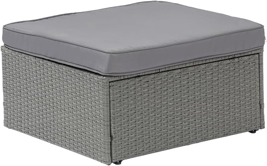 L-Shaped Rattan Garden Sofa Set with Cushions Weatherproof Outdoor Patio