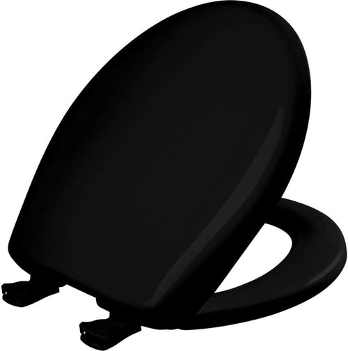 Round Toilet Seat Black Soft Close Durable Plastic Easy Remove