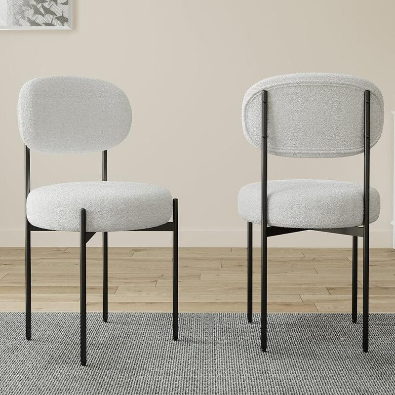180cm Extending Dining Table Set with 4 Boucle Chairs Modern Wood Look