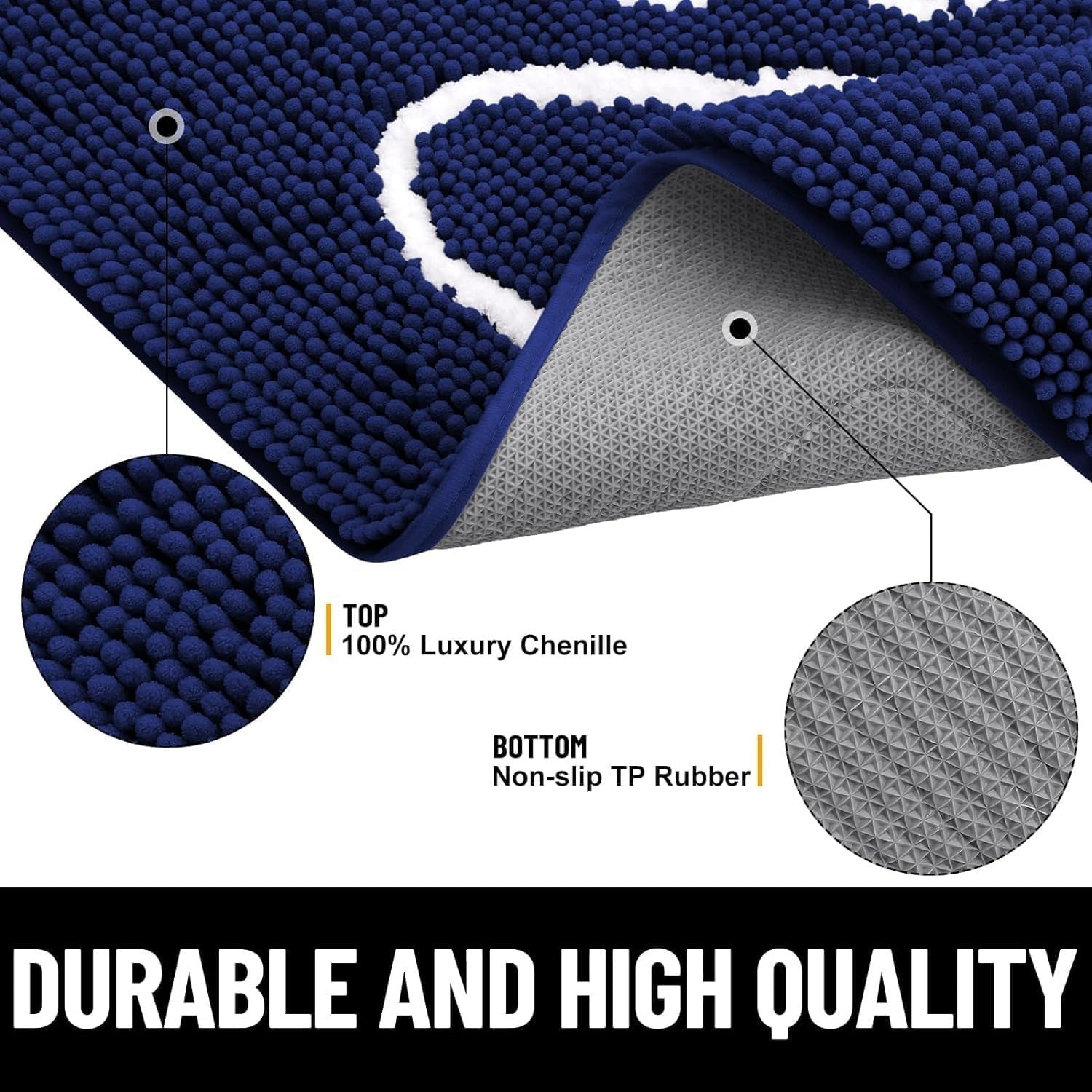 Dog Door Mat Super Absorbent Non Slip Chenille Blue Entrance Rug 76x121cm