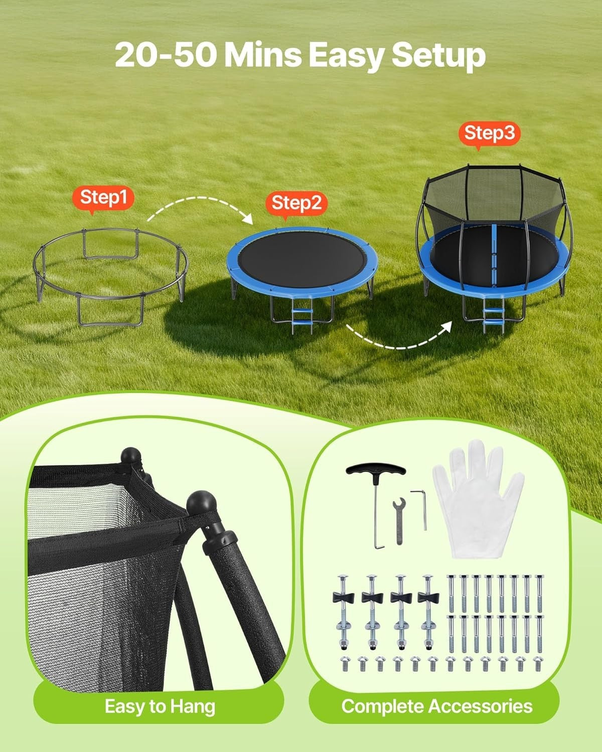 14FT Outdoor Trampoline with Safety Enclosure Heavy Duty 450LB