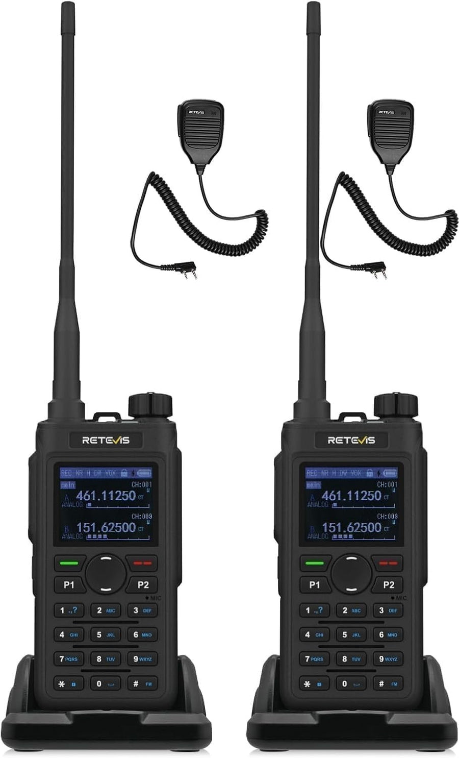 Dual Band Walkie Talkies 2 Pack High Power Long Range 2000mAh Type-C