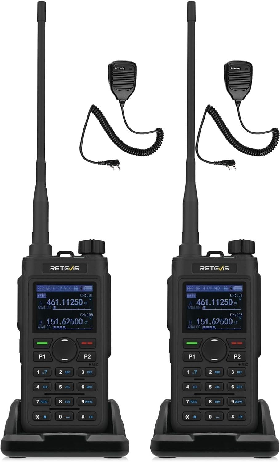 Dual Band Walkie Talkies 2 Pack High Power Long Range 2000mAh Type-C