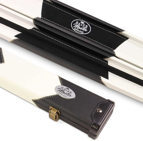 White Hard Cue Case for Snooker Pool 2 Piece Centre Joint Deluxe
