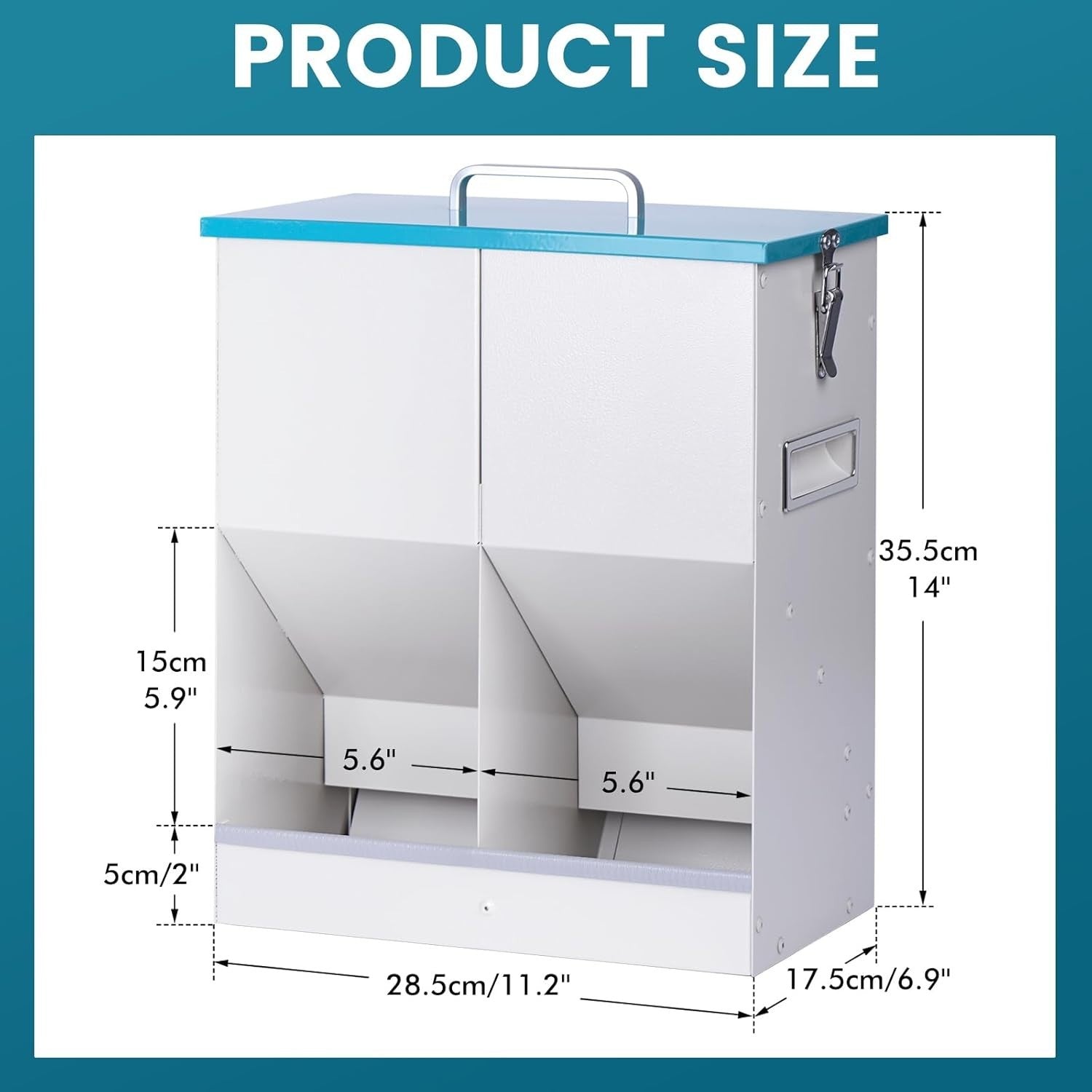 10L Automatic Pet Feeder for 2 Cats Dual Hopper Gravity Food Dispenser