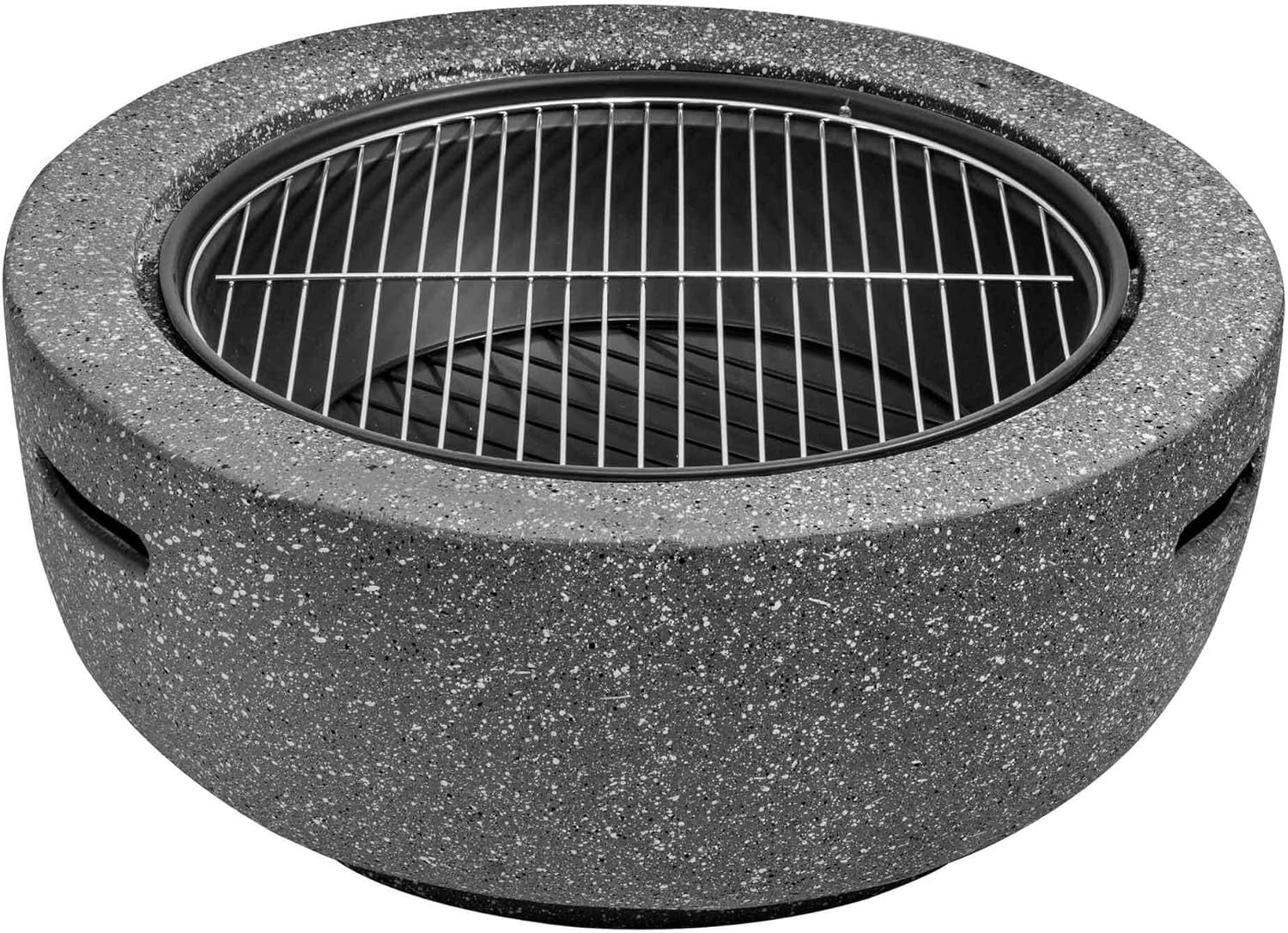 60cm Outdoor Fire Pit with BBQ Grill, Heat-Resistant MgO Stone Effect