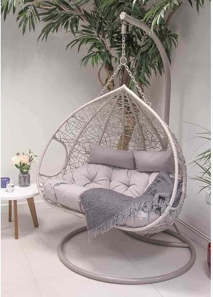Luxury Hanging Egg Chair Outdoor Swing Seat with Cushions Patio Garden