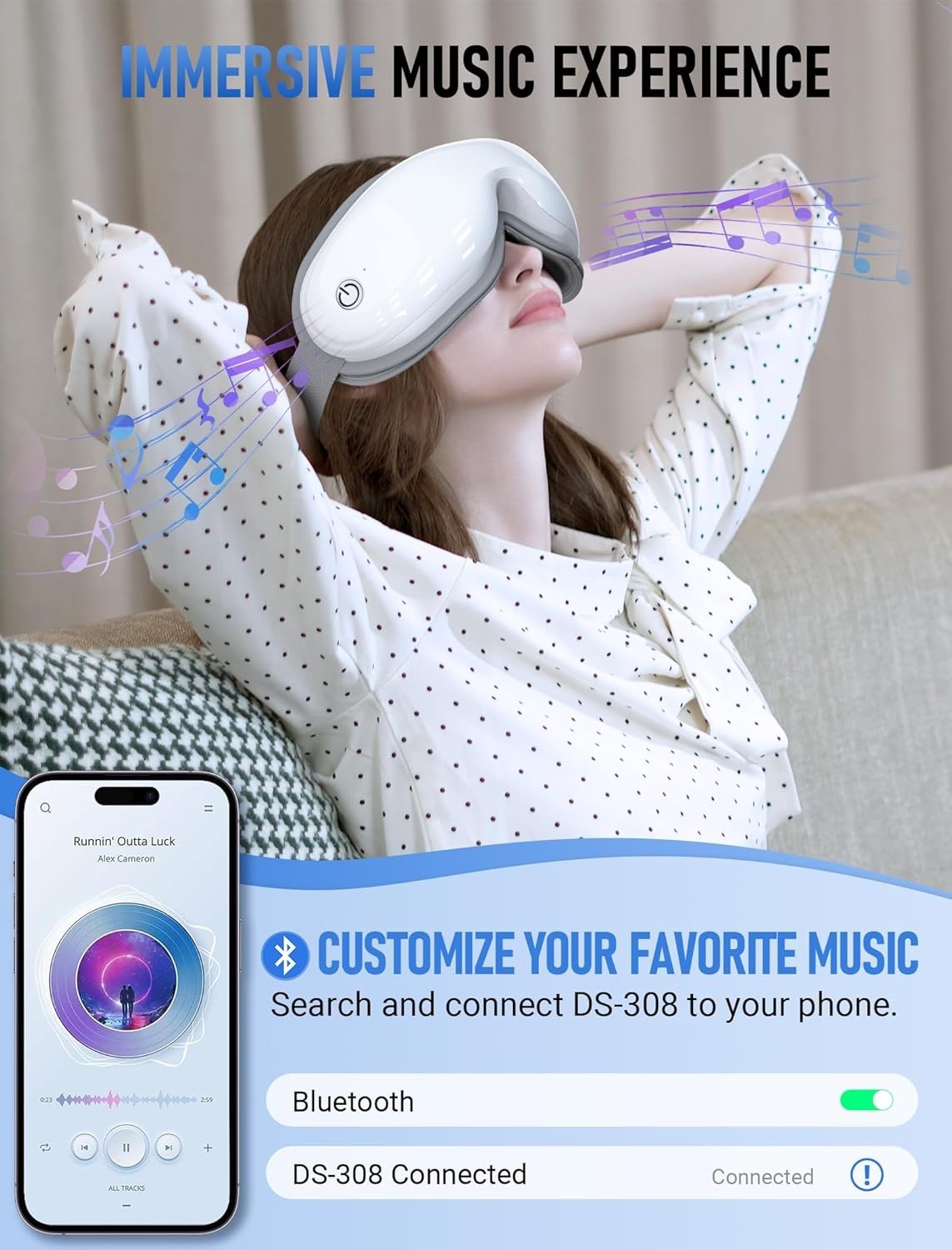 Heated Eye Massager Bluetooth Air Compression Sleep