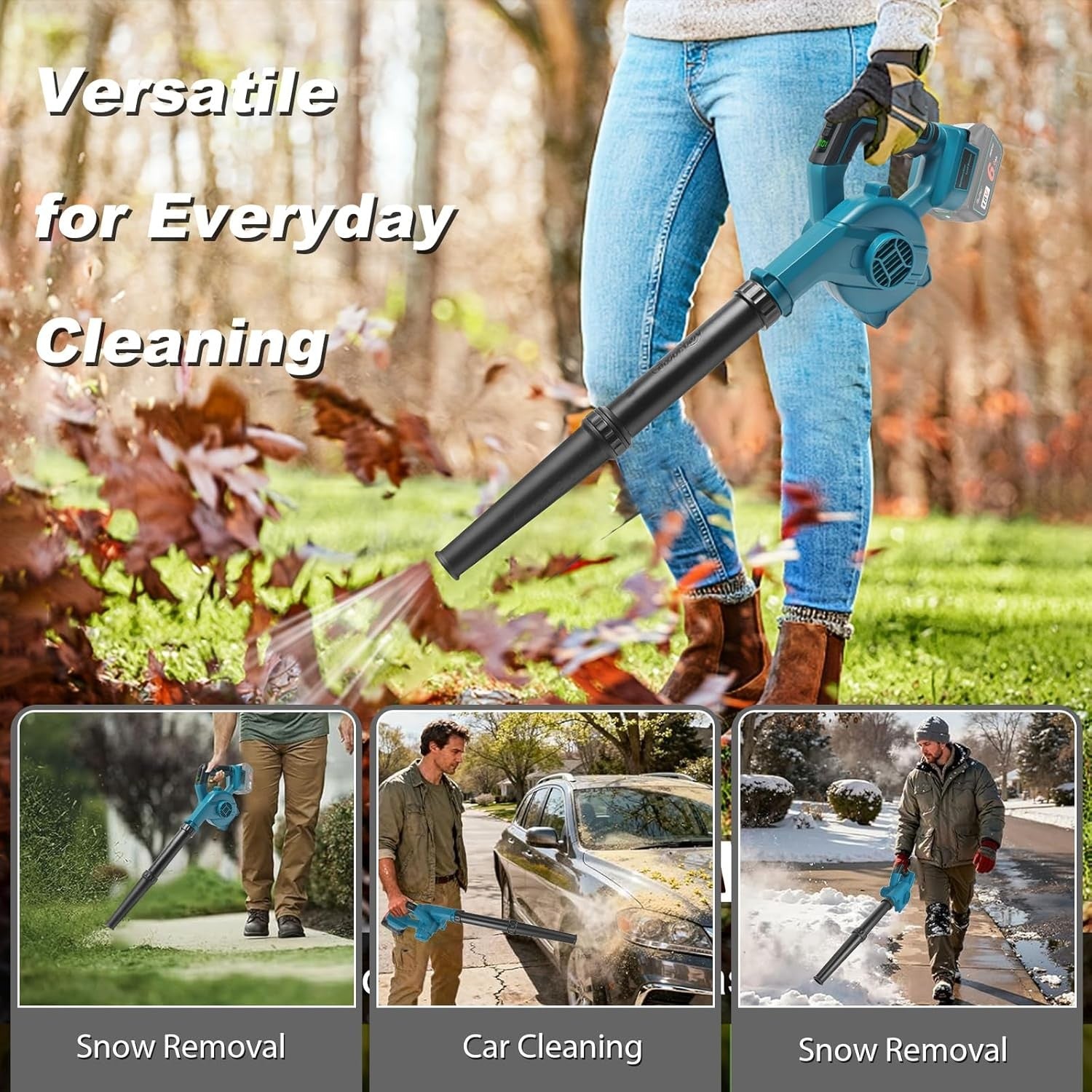 Cordless Leaf Blower 18V Battery Compatible Lightweight Handheld Garden