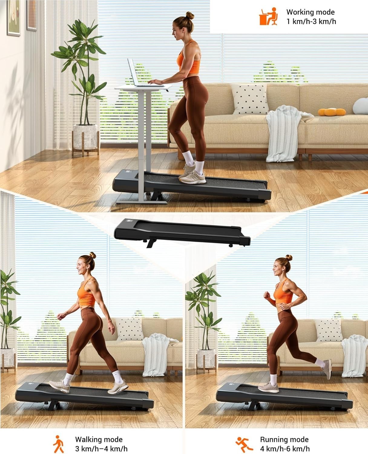 Compact Under Desk Treadmill – Quiet, Shock-Absorbing, AI Training App