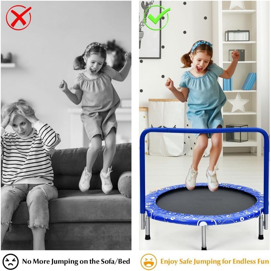 36'' Kids Foldable Trampoline with Foam Handle Quiet Indoor Outdoor