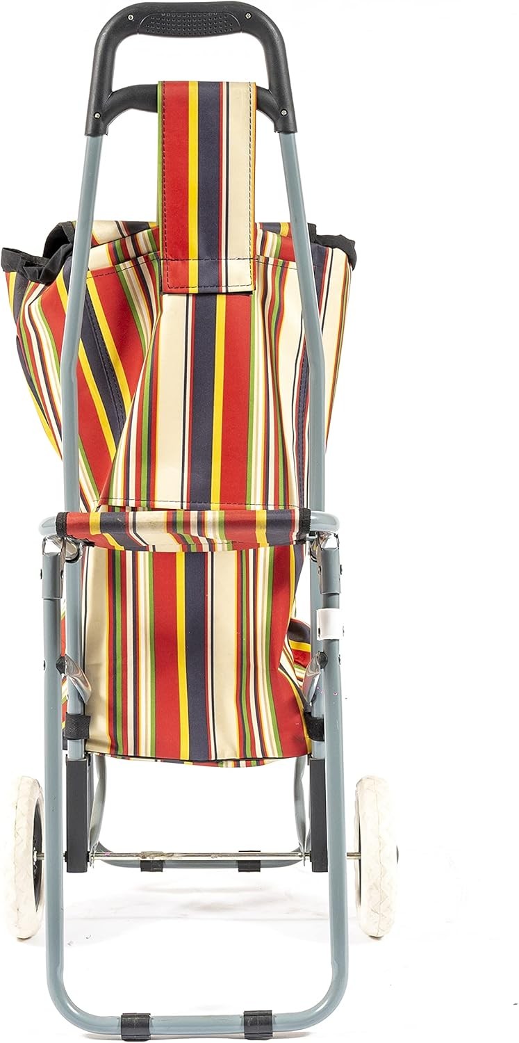 Shopping Trolley with Fold Down Seat Lightweight Grocery Cart Single Wheel