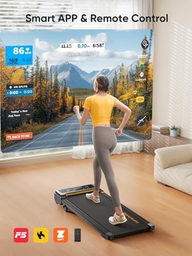 Foldable 2-in-1 Walking Pad Treadmill 9% Incline Bluetooth Home Gym