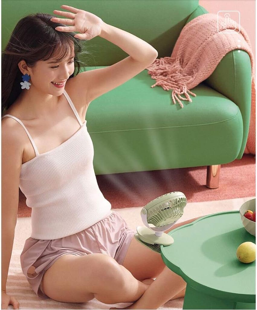 Mini USB Clip Fan 360° Rotating 3-Speed Quiet Table Desk Fan Rechargeable White